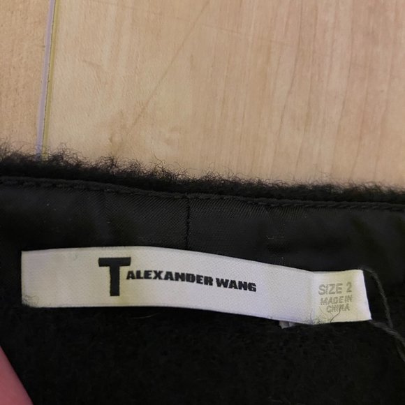 NWT T by Alexander Wang black fuzzy skirt with zipper detail - Picture 3 of 4